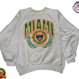 Vintage NCAA University of Miami Hurricanes Logo Sweatshirt, Miami Hurricanes Sh